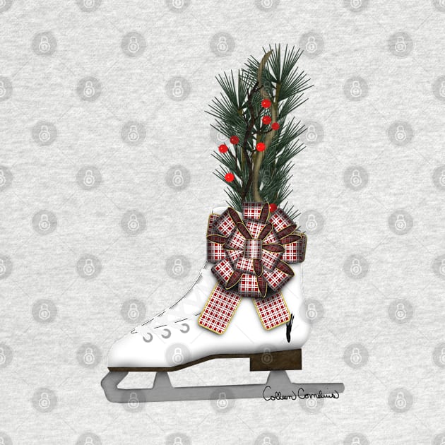 Ice Skate Christmas Decoration with Tartan Bow by ButterflyInTheAttic